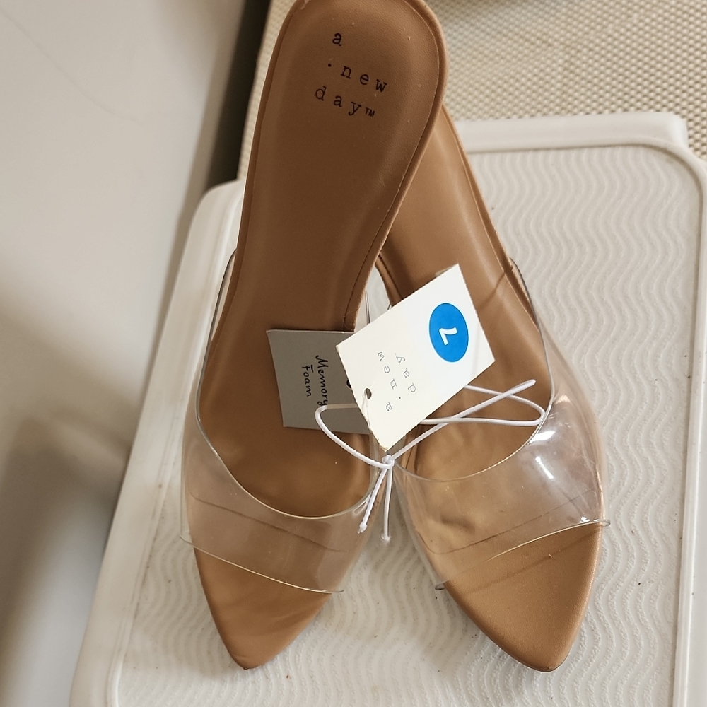A NEW DAY Women's Clear and Brown Mules